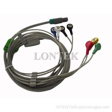 Biomedical EKG Holter Cable with 7 Leads / 10 Leads , Lemo 14 Pin Plug